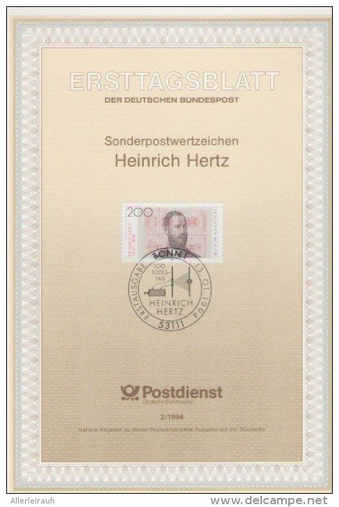 ERSTTAGSBLATT: Heinrich Hertz  - 1994 - Autres & Non Classés
