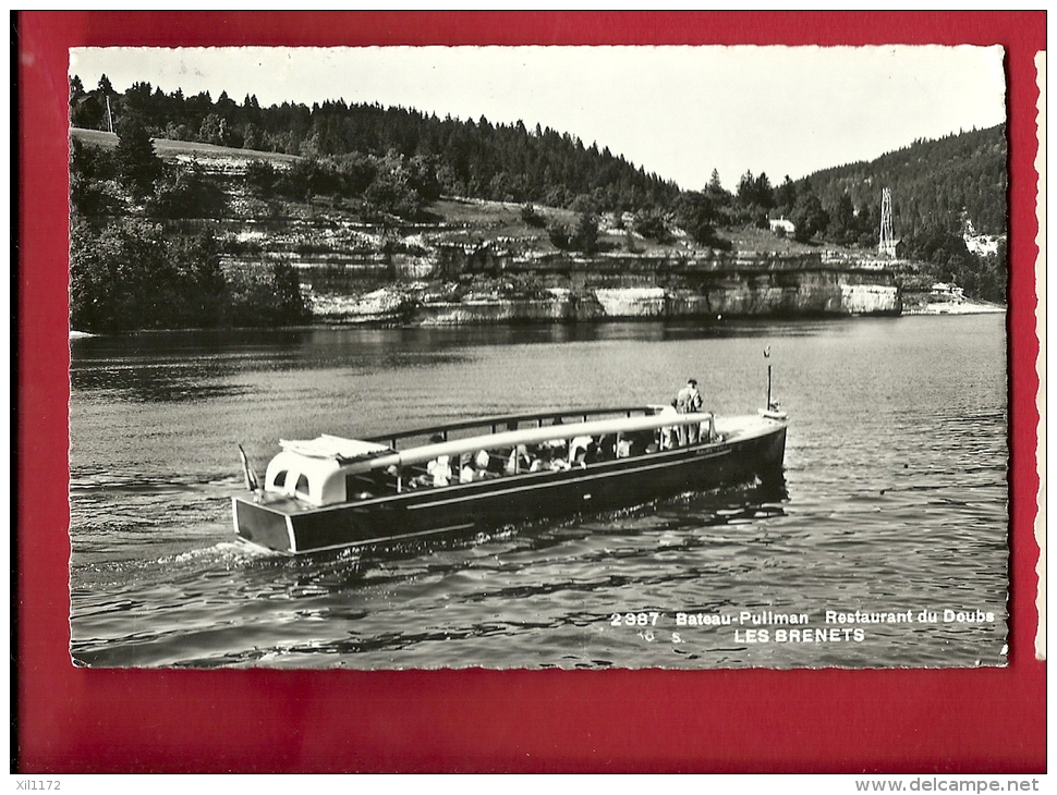 BXB-13 Bâteau Pullman Restaurant Du Doubs, Les Brenets. ANIME. Cachet 1954 - Les Brenets