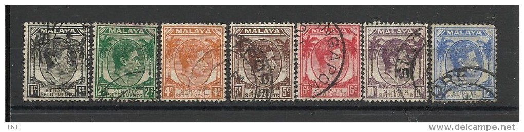 MALACCA ( MALAYA ) , Straits Settlements , Lot De 7 Timbres , Oblitérés . De 1937 à 1941 , Voir Scan - Malacca