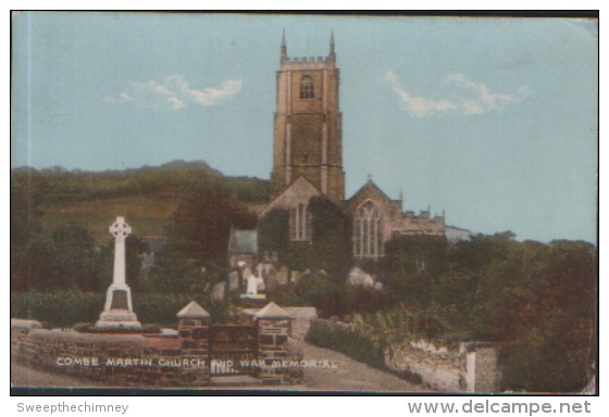 Combe Martin Church & War MemoriaL Ilfracombe Devon Old Postcard USED 1925 - Altri & Non Classificati