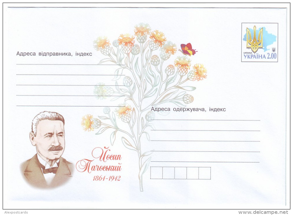 UKRAINE 2014. YOSYP PACHOSKY, BOTANIST. Butterfly. Postal Stationery Stamped Cover (**) - Papillons