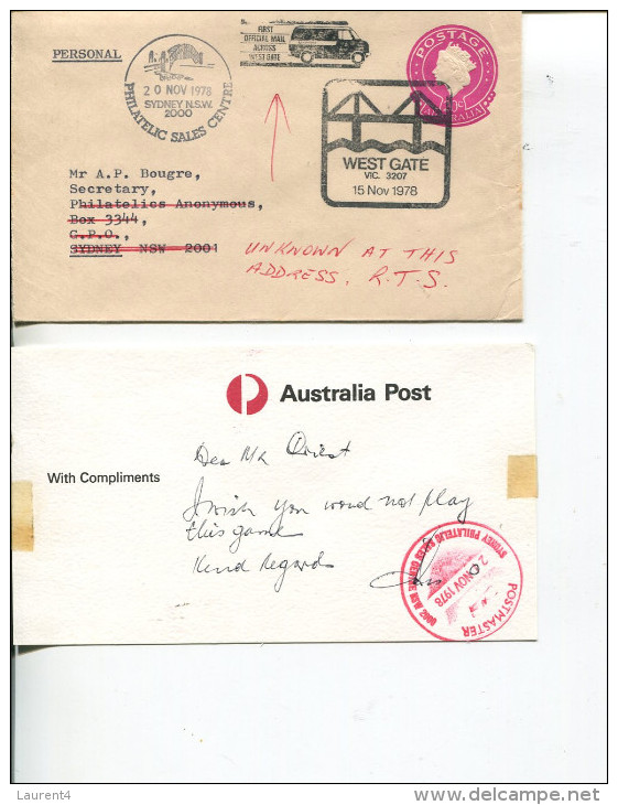 (Special 5) Australia Small Cover For Wet Gate Bridge Opening - 1978 + Message From Postmaster Beeing Unhappy ! - Militaria