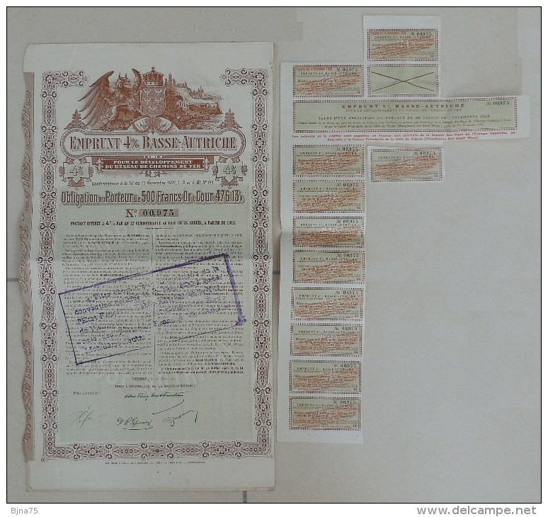 Austria Austrian Autriche 1911 Emprunt Basse Autriche 500 Francs Développement Du Chemin De Fer / Bond Loan /  N° 975 - Chemin De Fer & Tramway