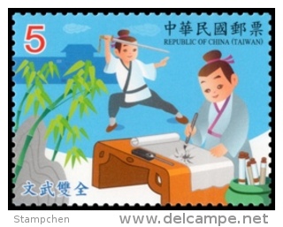 2015 Chinese Idiom  Story Stamp-Adept With Both Pen And Sword Fairy Tale Costume Fencing Bamboo - Fairy Tales, Popular Stories & Legends