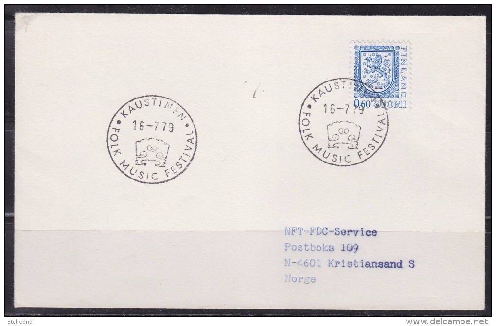 = Finlande Enveloppe Kaustinien 16.7.1979 Festival De Musique Folk 1 Timbre - Storia Postale