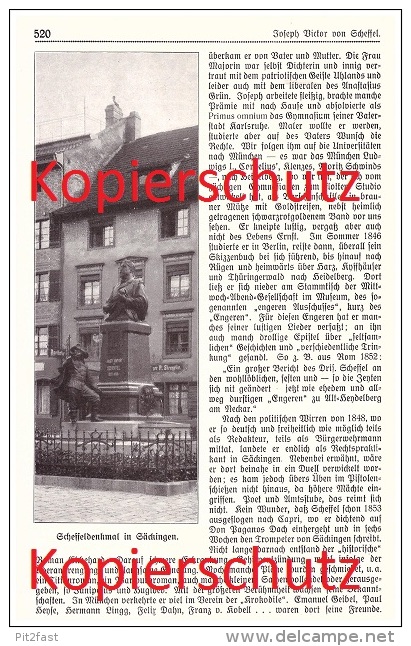 Original Zeitungsbericht - 1911 -  Bad Säckingen , Joseph Victor Von Scheffel  !! - Bad Säckingen