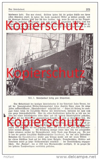 Original Zeitungsbericht - 1911 -  Unterseeboote , U-Boot Bau , Schiffbau , Unterseeboot !! - Boten