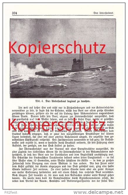Original Zeitungsbericht - 1911 -  Unterseeboote , U-Boot Bau , Schiffbau , Unterseeboot !! - Bateaux