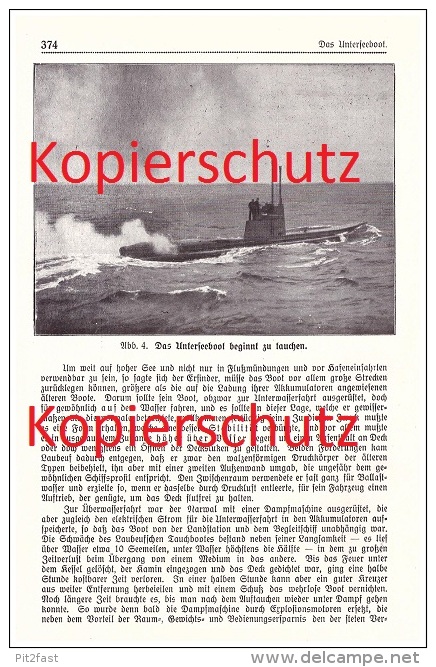 Original Zeitungsbericht - 1911 -  Unterseeboote , U-Boot Bau , Schiffbau , Unterseeboot !! - Boten