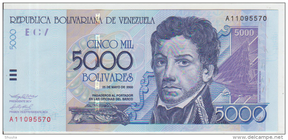 Venezuela 5000 Bolivares 2000 Pick 84 UNC - Venezuela