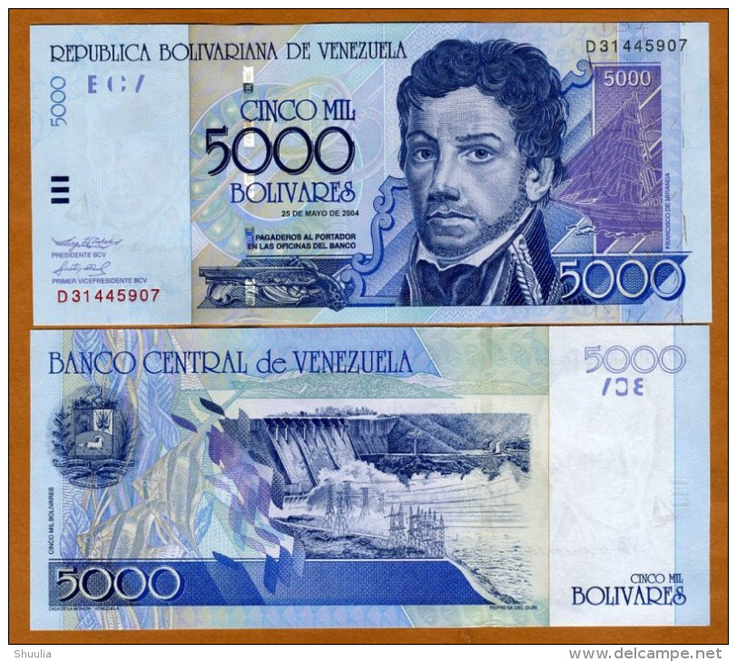 Venezuela 5000 Bolivares 2004 Pick 84 UNC - Venezuela