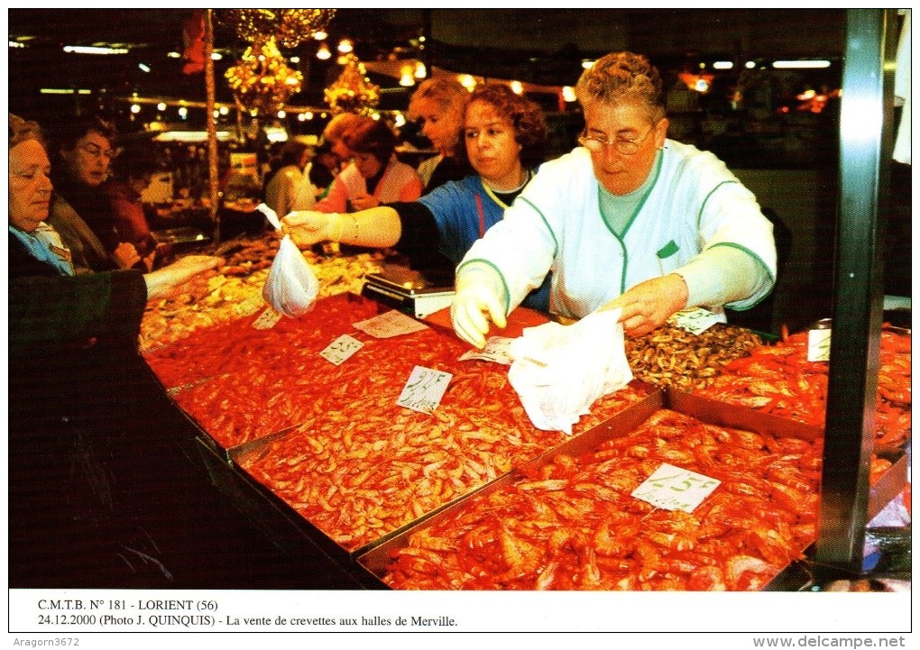 LORIENT 56, La Vente De Crevettes Aux Halles De Merville, 12/2000 - 400ex - Plazas De Mercados