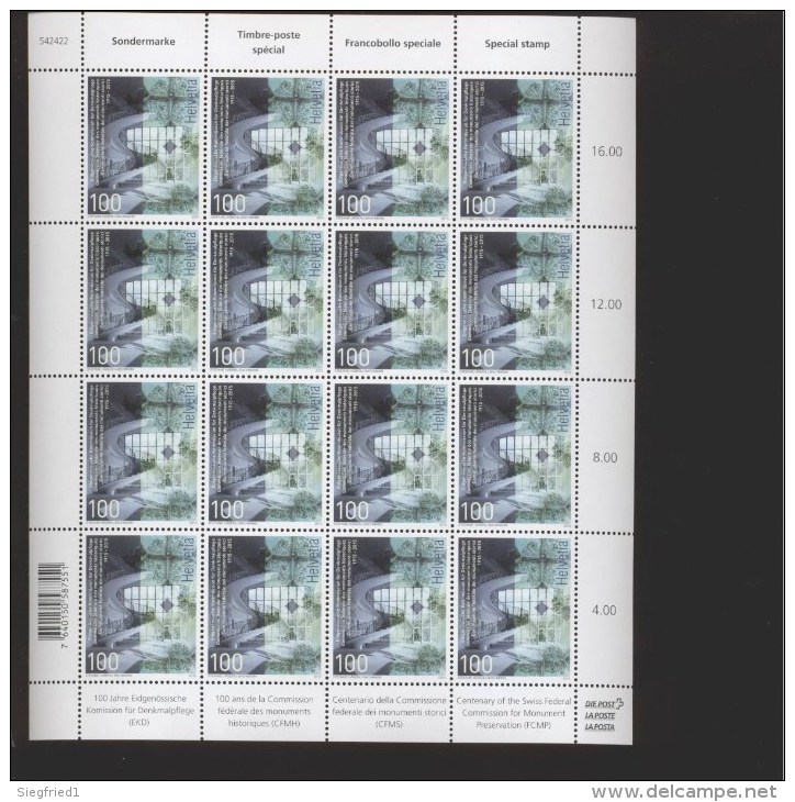 Schweiz **  2387 Denkmalpflege Neuheiten März 2015 Bogen Postpreis 16,00 CHF - Unused Stamps