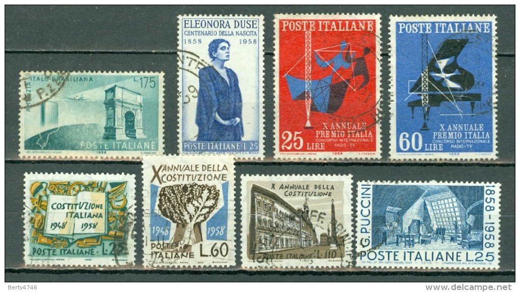 Italie 1958 Yv 756/58, 760, 764, 775, 776/77 ( 8 Val.) Used - 1946-60: Usati