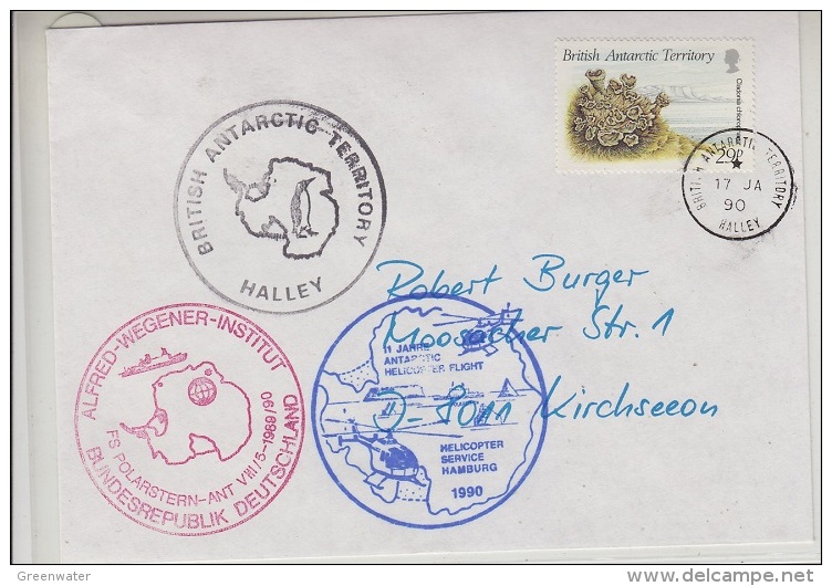 British Antarctic Territory 1990 Halley Cover (20386) - Brieven En Documenten