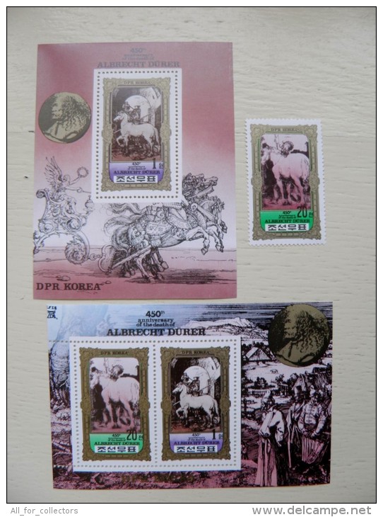 SALE! MNH Post Stamps From DPR Korea 1980 Art Painting Albrecht Durer 450 Ann. Horse - Korea, North