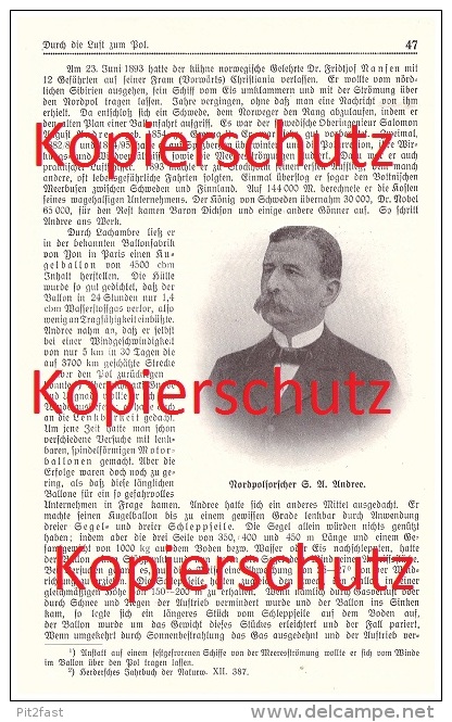 original Zeitungsbericht - 1911 - Flug zum Pol , Nordpol , Andree , Luftschiff , Wellmann Däneninsel , Polarforscher !!!