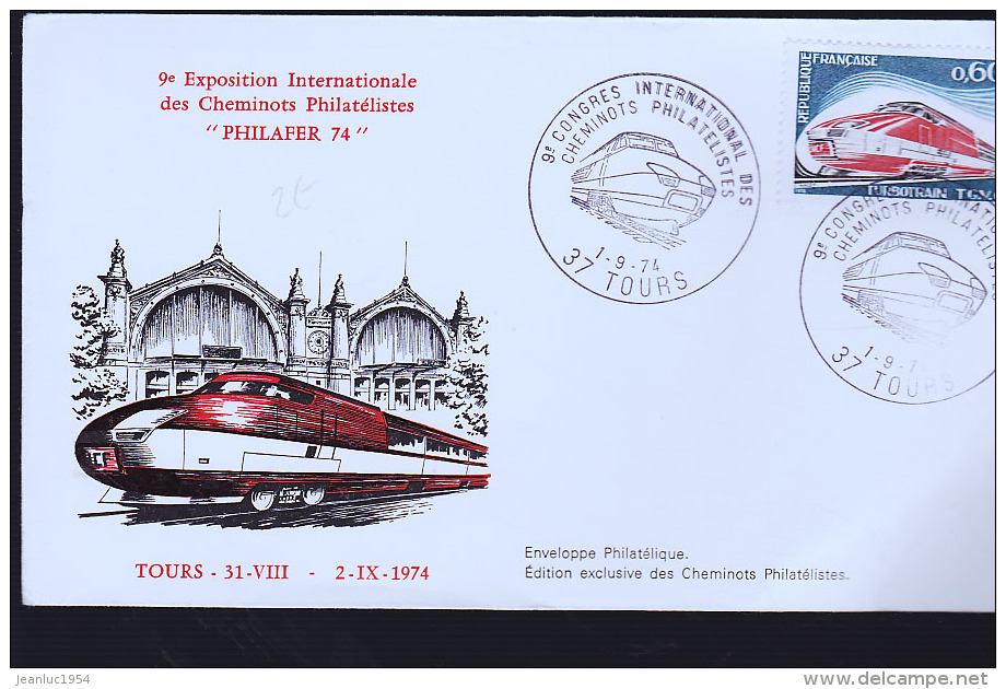 PHILAFER 1974 TOURS CONGRES DES CHEMINOTS TGV - Treni