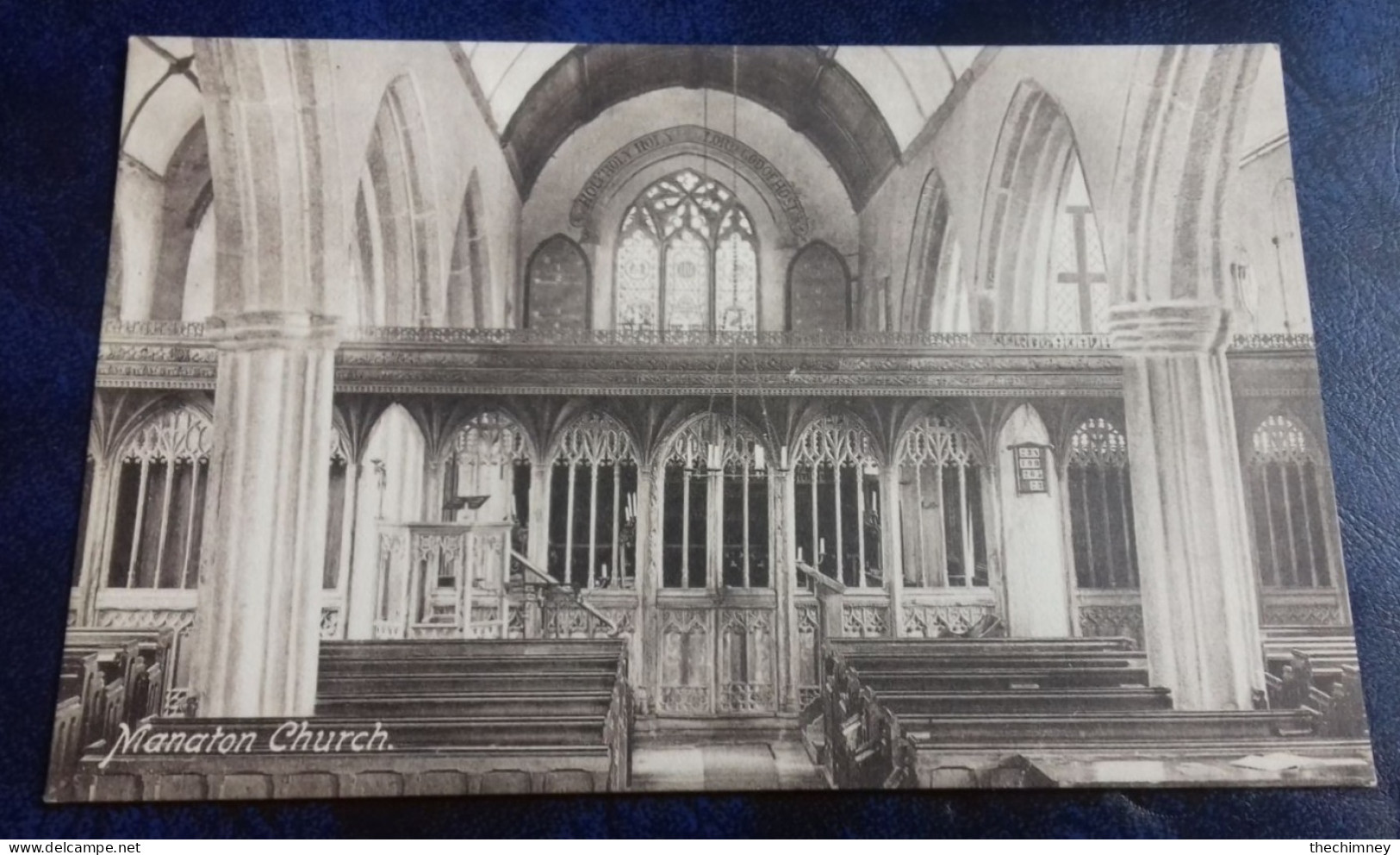 TWO OLD POSTCARDS OF St Winfreds Church Manaton Dartmoor Devon INTERIOR & EXTERIOR - Andere & Zonder Classificatie