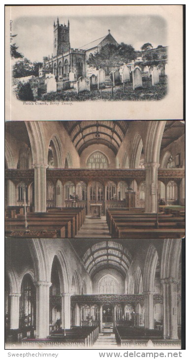 THREE OLD POSTCARDS OF BOVEY TRACEY  Church Devon INTERIOR & EXTERIOR - Other & Unclassified