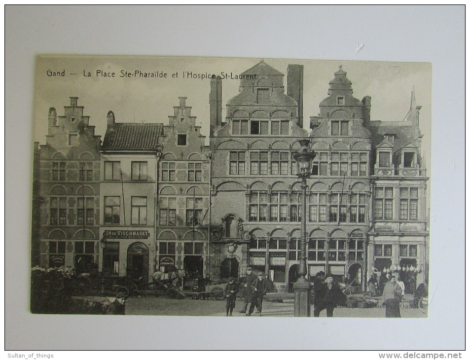 Cp/pk Gand Gent Place Ste-Pharaïlde Hospice St Laurent Veerleplein Vischmarkt Café Star De Graeve TTBE - Gent