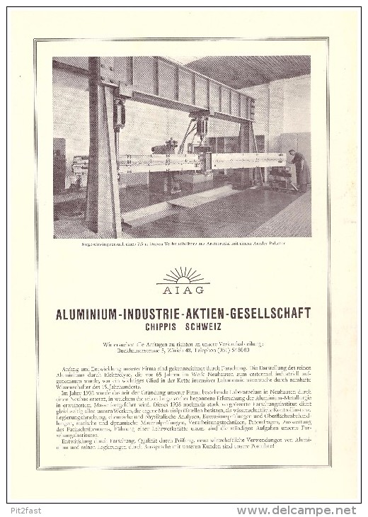 Original Werbung / Reklame - 1959 -  Aluminium Industrie In Chippis , Schweiz , A4 Seite  !!! - Chippis