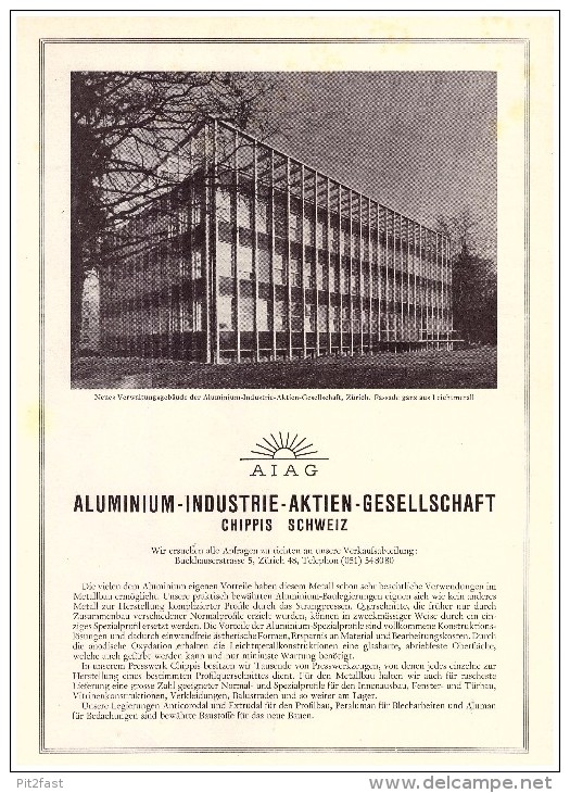 Original Werbung / Reklame - 1959 - Aluminium Industrie In Chippis , Schweiz , A4 Seite  !!! - Chippis