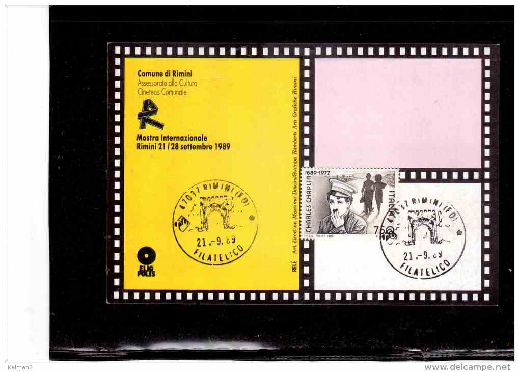 TEM4574   -    RIMINI  21.9.1989    /   FDC   C. CHAPLIN - Cinema