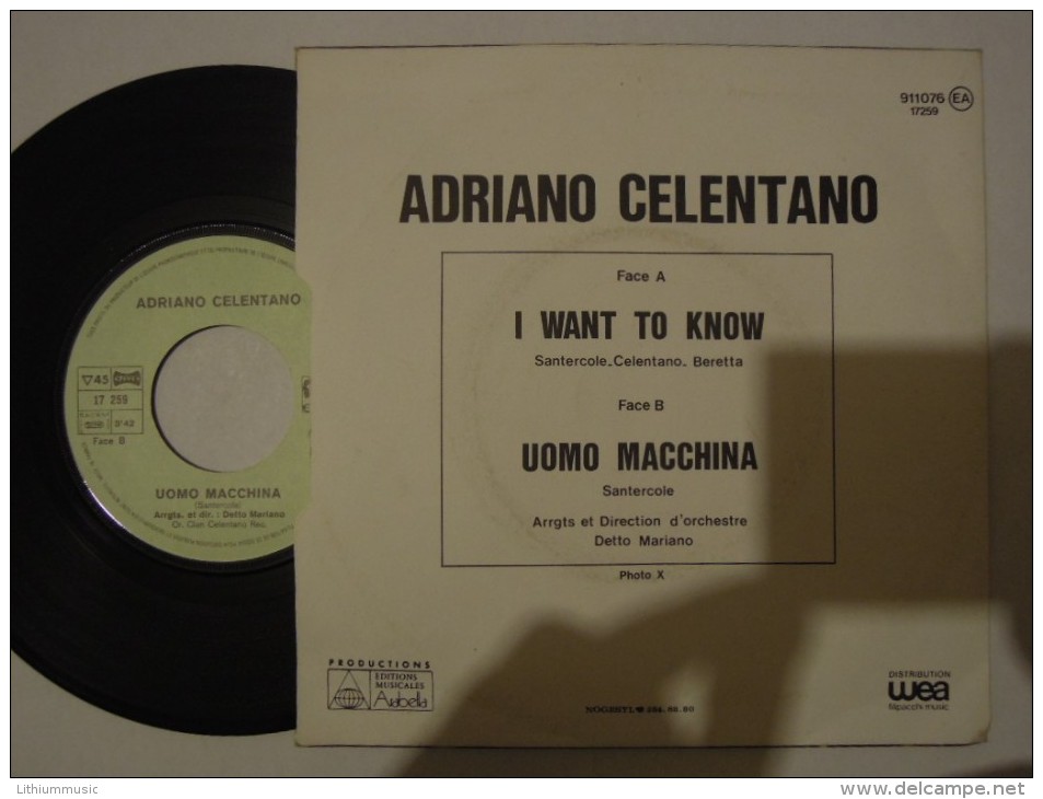 Adriano Celentano - I Want To Know - Eurodisc 17259 - France - Rock
