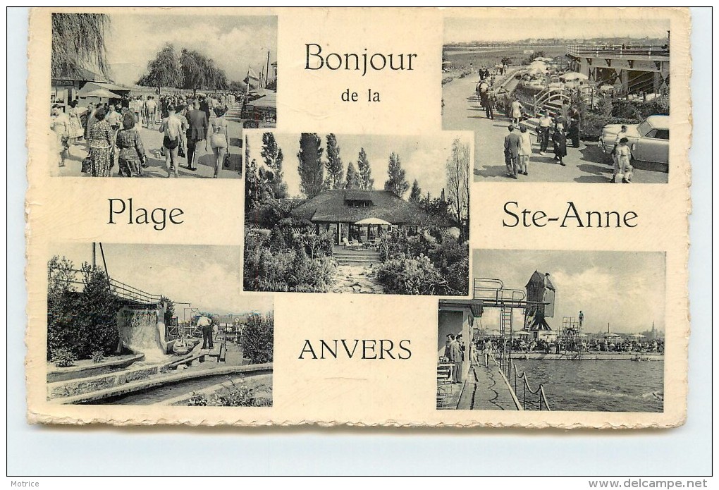 ANVERS - Bonjour De La Plage Sainte Anne Anvers, Carte Multivues. (carte Vendue En L'état) - Antwerpen