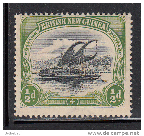 Papua New Guinea MH Scott #1 1/2p Lakatoi, Yellow Green Inscribed British New Guinea Watermark Vertical - Papouasie-Nouvelle-Guinée