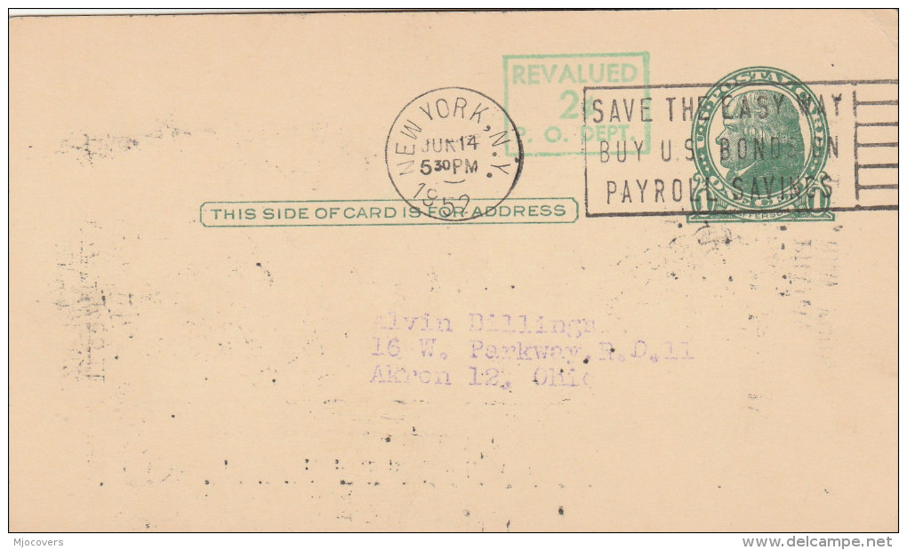 1952 New York USA POSTAL STATIONERY Card Re HOUSE OF PHILATELY  STAMPS  DEALERS LIST Of New Issues - 1941-60