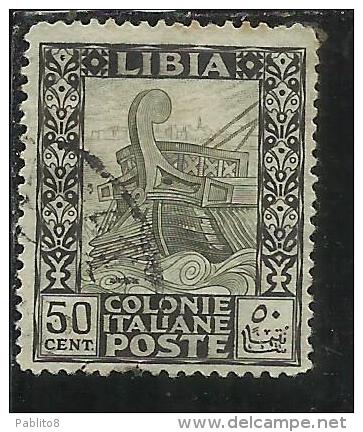 LIBIA 1924 - 1929  PITTORICA SENZA FILIGRANA UNWATERMARK CENT. 50 C USATO USED OBLITERE´ - Libia