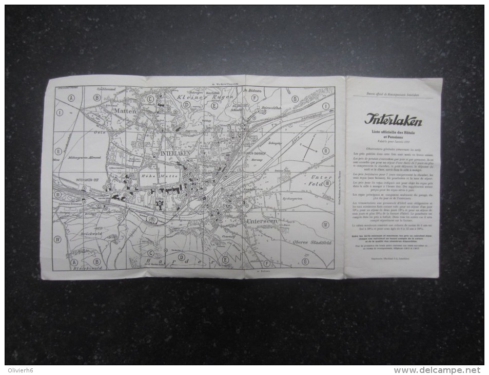 DéPLIANTS TOURISTIQUES (M1505) SUISSE INTERLAKEN (2 Vues) Liste Officielle Des Hôtels Et Pensions 1954 - Dépliants Touristiques