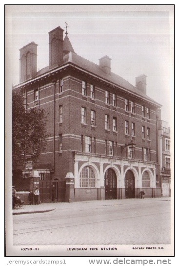 Old Postcard :  "Lewisham Fire Station"  B/W Real Photo, By Rotary Photo Co - London Suburbs