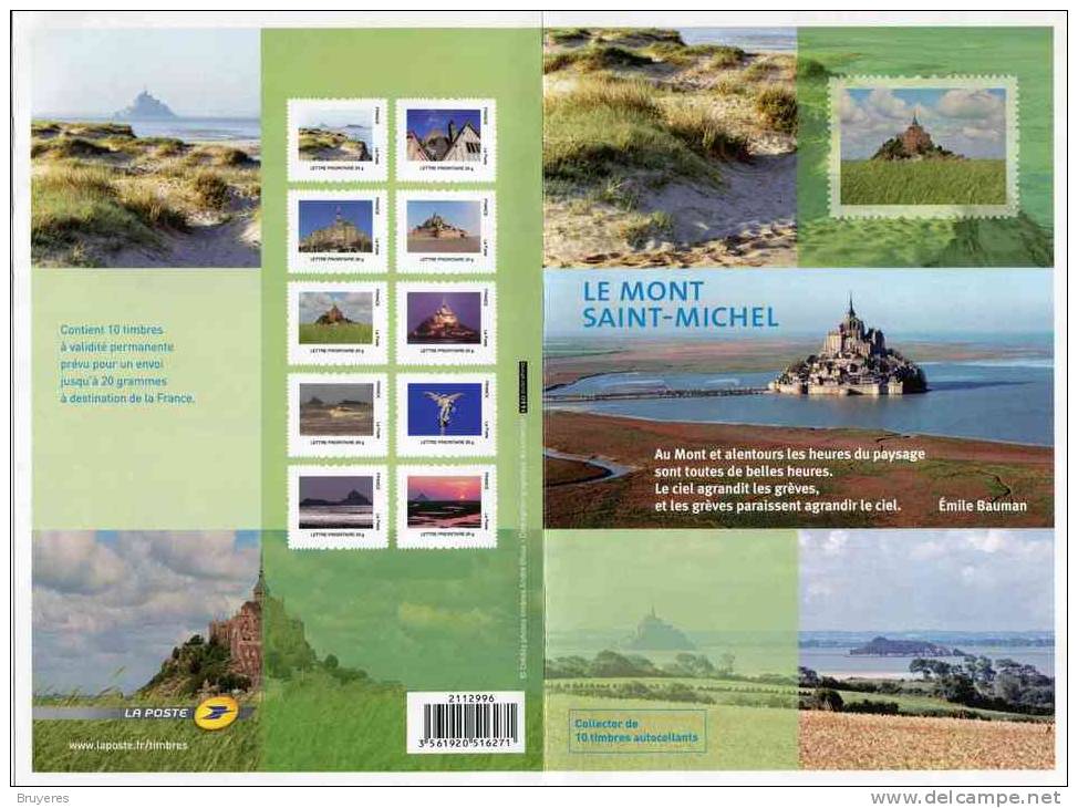 Collector 2 "Le Mont  Saint-Michel - Feuillet De 10 Timbres Autocollants IDTimbre - France 20g" (sous Blister) - Collectors