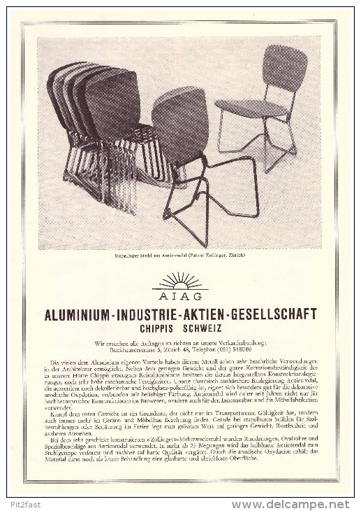 Original Werbung / Reklame - 1959 - Aluminium Industrie In Chippis , Schweiz , A4 Seite  !!! - Chippis