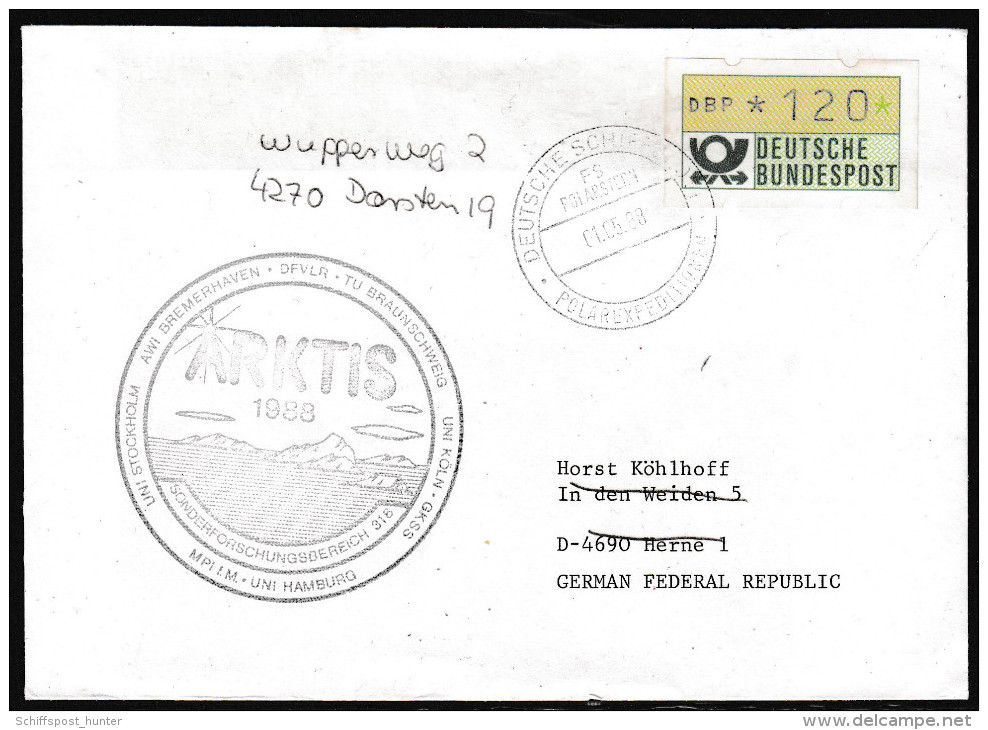 ARCTIC,GERMANY, FS"POLARSTERN"1.5.1988, Cachet  3 Universitys ,look Scan !! 18.3-34 - Arctic Expeditions