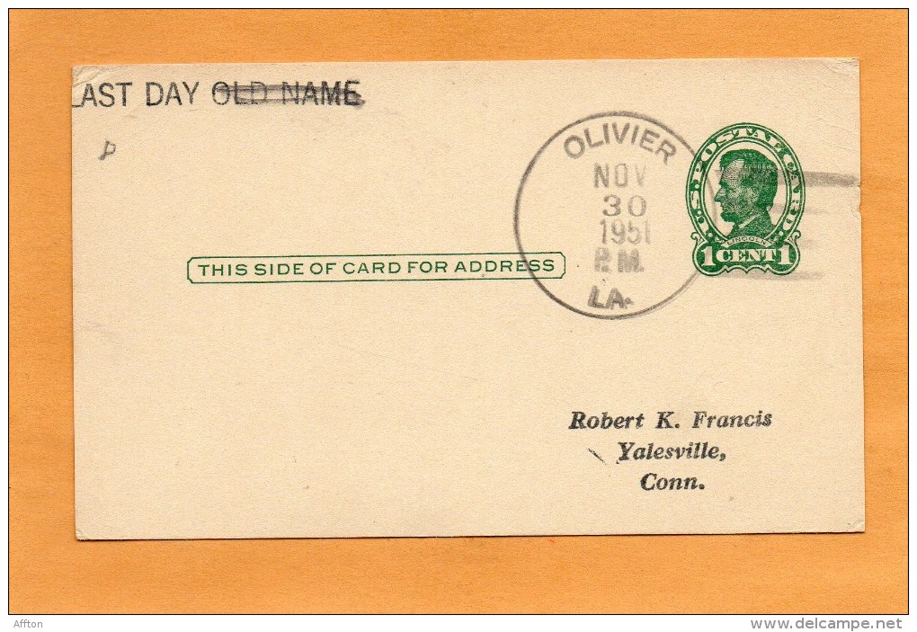 United States 1951 Card Mailed - 1921-40