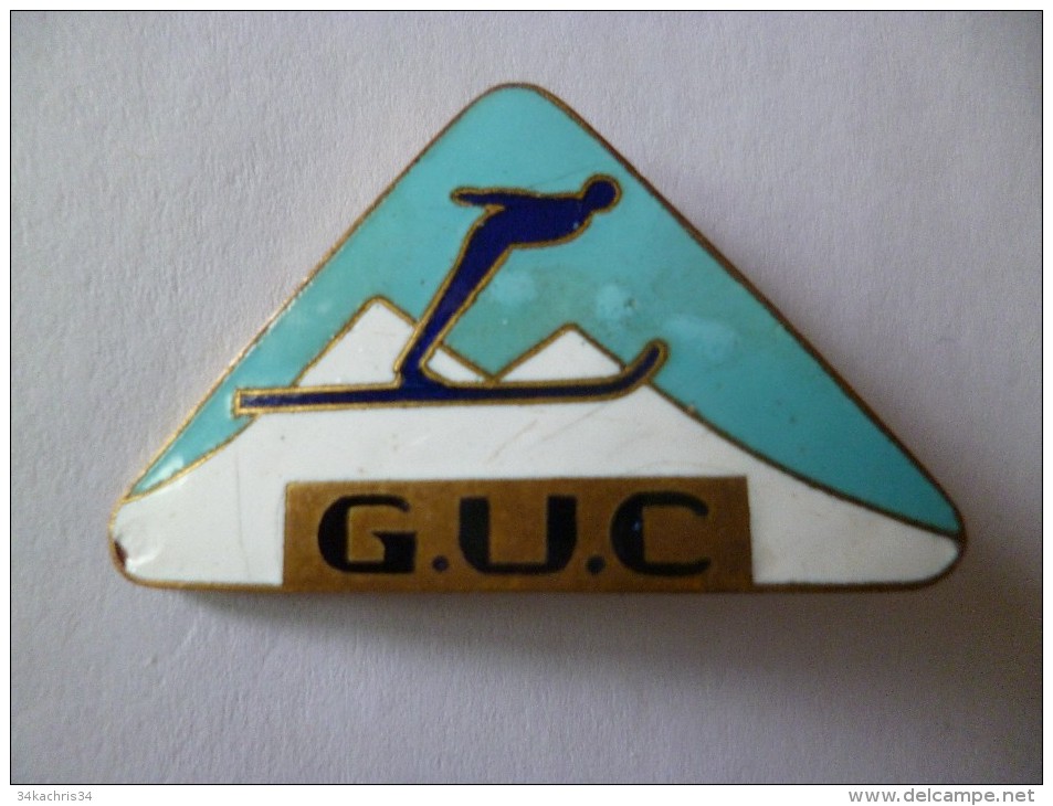 Insigne Broche émail G.U.C. Grenoble Université Club. Saut à Ski. Sainson - Sports D'hiver