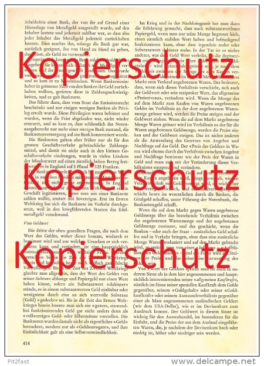 großer Zeitungsbericht - 1959 - Geschichte des Geldes , Münzen , Herstellung , Graubünden , Silbermünzen , Gold , Geld !