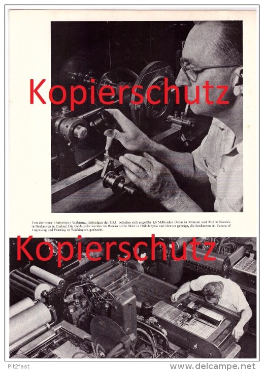 großer Zeitungsbericht - 1959 - Geschichte des Geldes , Münzen , Herstellung , Graubünden , Silbermünzen , Gold , Geld !