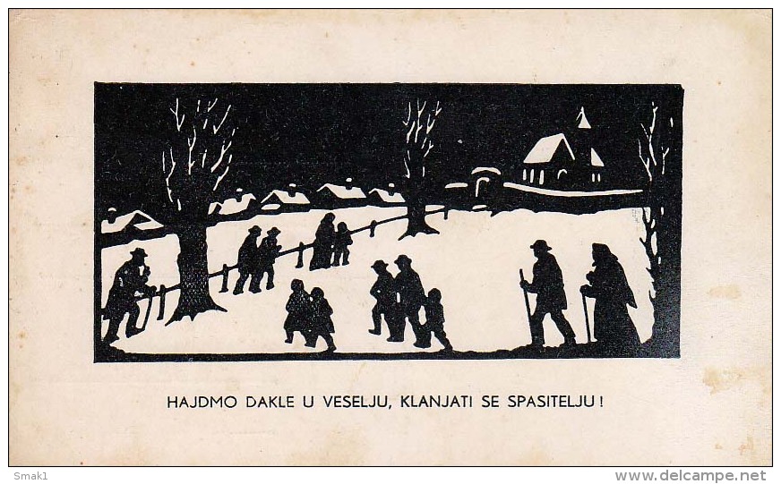 AK KÜNSTLERKARTE ,Silhouette  KROATIEN KARITAS NADBISKUPIJE ZAGREBACKE Ansichtskarten 1937 - Scherenschnitt - Silhouette