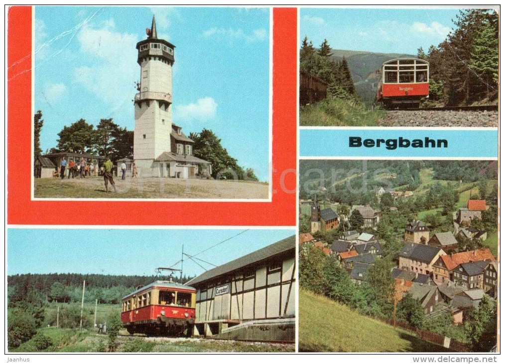 Oberweissbach - Fröbelturm, Bergbahn, Cursdorf Bergbahn-Flachstrecke, Mellenbach-Glasbach - Germany - 1982 Gelaufen - Oberweissbach