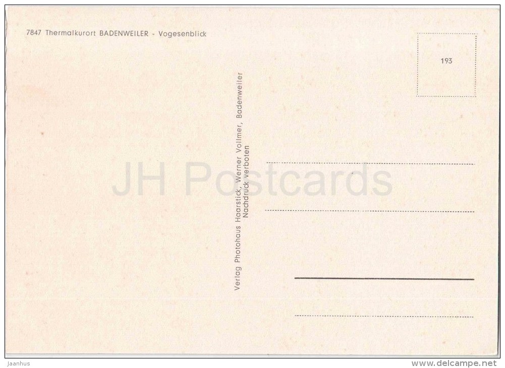 Thermalkurort Badenweiler - Vogesenblick - 7847 - Germany - Nicht Gelaufen - Badenweiler