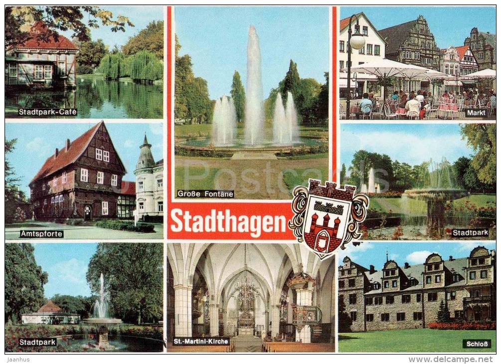 Stadthagen - Stadtpark-Cafe - Amtspforte - Stadtpark - Fontäne - Markt - Kirche - Sta 542  Germany - 1996 Gelaufen - Stadthagen