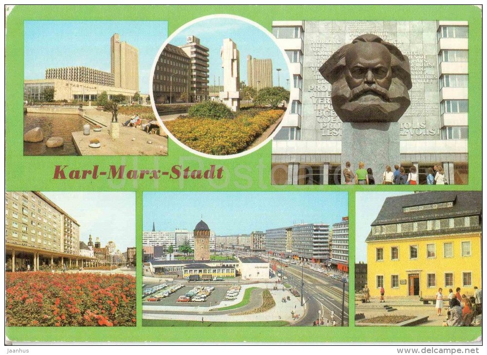 Karl-Marz-Stadt - Stadthalle - Hotel Kongress - Monument - Rathaus - Germany - 1987 Gelaufen - Chemnitz (Karl-Marx-Stadt 1953-1990)