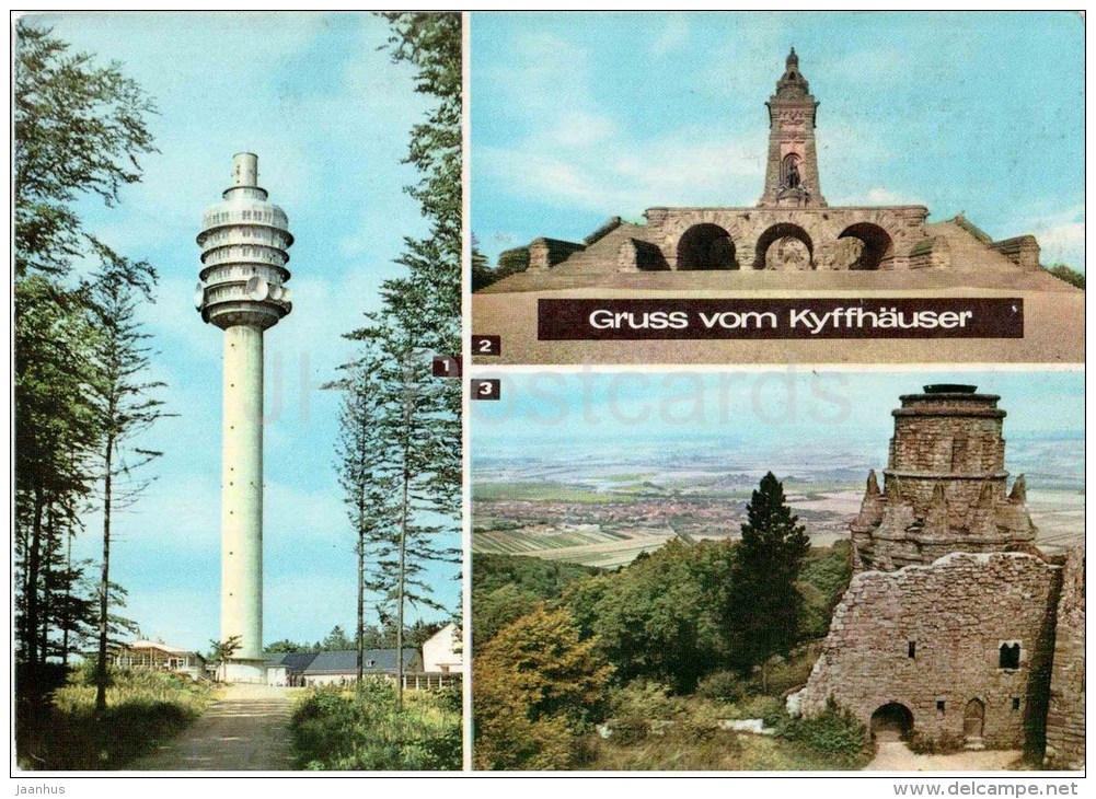 Gruss Vom Kyffhäuser - Fernsehturm Auf Dem Kulpenberg - Denkmal - Ruine Rothenburg - TV Tower - Germany - 1973 Gelaufen - Kyffhaeuser