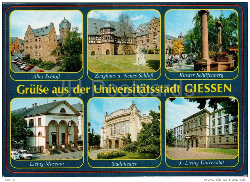 Grüsse Aus Universitätsstadt Giessen - Altes Schloss - Zeughaus - Kloster Schiffenberg - Germany - 1989 Gelaufen - Giessen