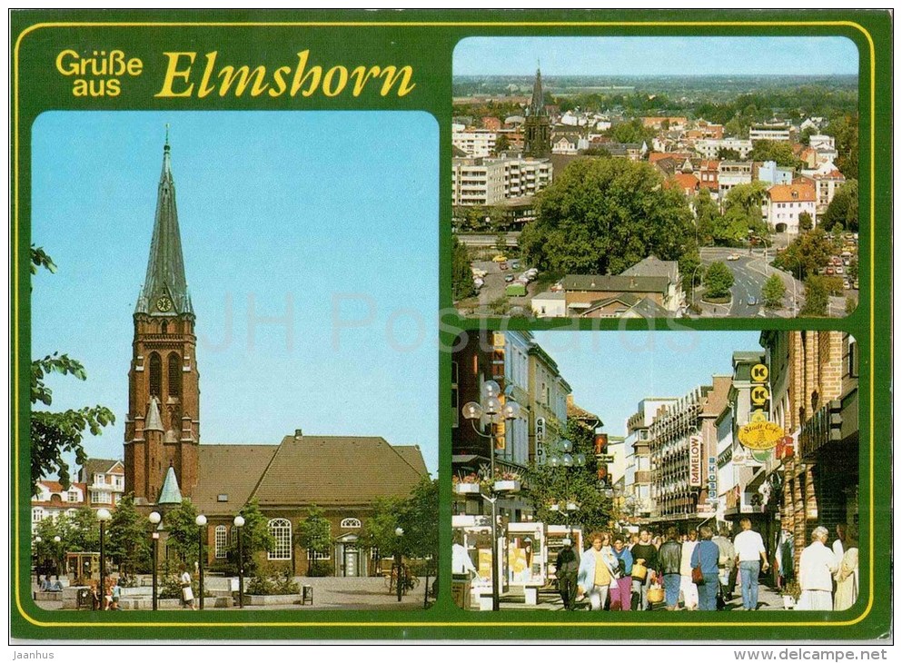 Grüsse Aus Elmshorn , Holstein - Church - 2200 - Germany - 1988 Gelaufen - Elmshorn